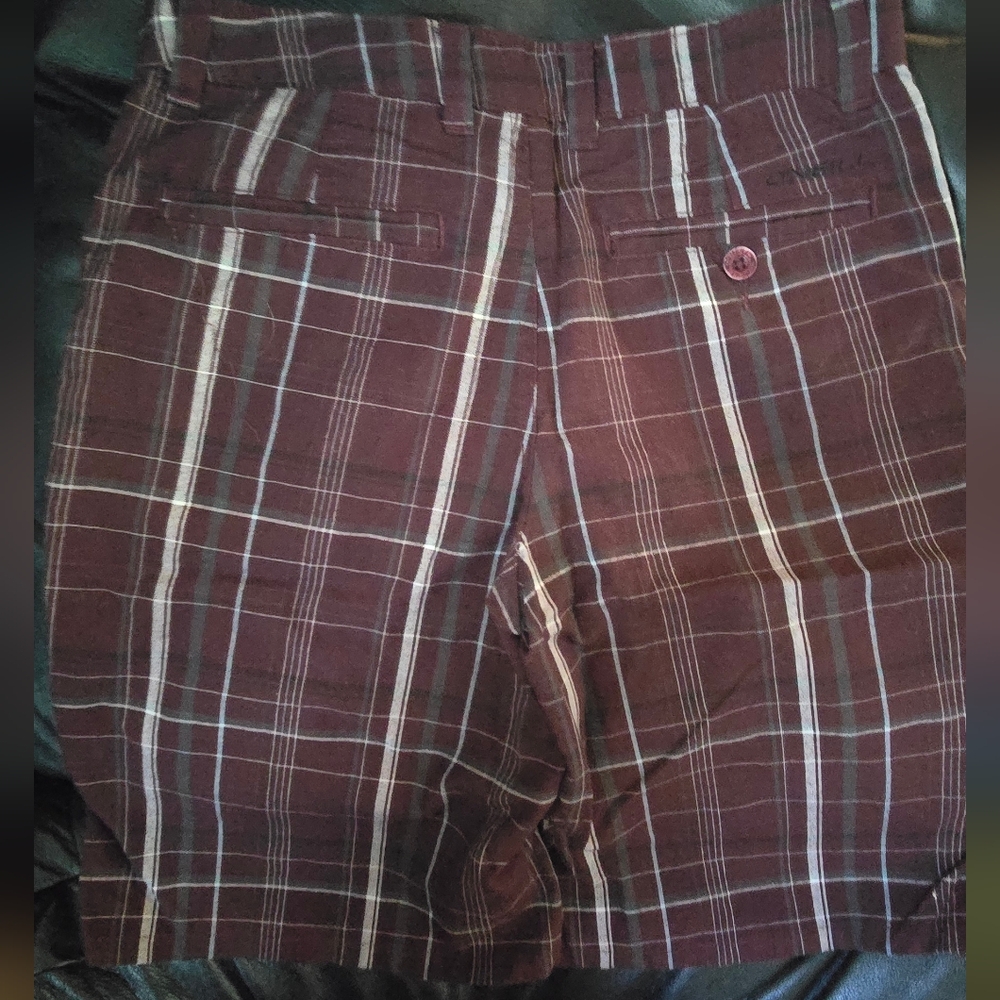 O'Neill Burgundy/Brown Flat Front long Slacks/Shorts SzSM 26" - Picture 7 of 10